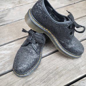 Limited Edition Dr. Martens style 1461 - CHUNKY BLACK SPARKLES - Sz 8US/39EU